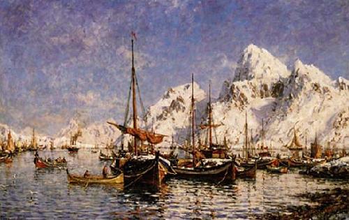 Gunnar Berg From Svolvar Harbor France oil painting art